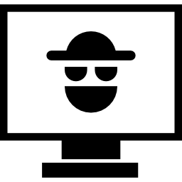 Robber symbol on monitor screen icon