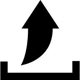 Upload interface symbol of up arrow from a tray icon