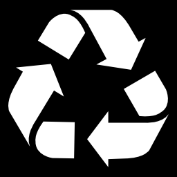 Recycle triangular sign of three rotating arrows in a square icon