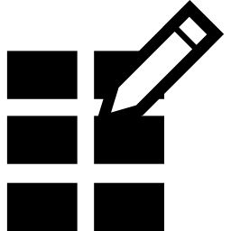 Six rectangles and a pencil icon