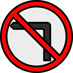 No turn left icon