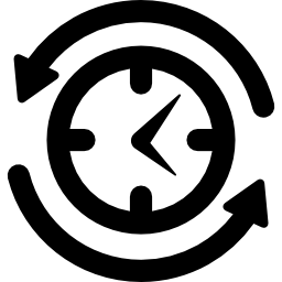 symbole de recherche d'emploi d'une horloge avec des flèches autour du cercle Icône