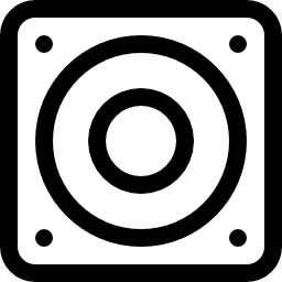 lautsprecher umrissenes quadratisches frontalwerkzeug-audio-werkzeugsymbol icon