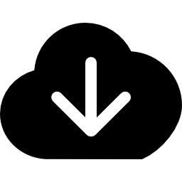 Download black cloud interface symbol with down arrow inside icon