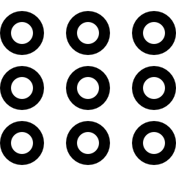 Button of nine outlined circles icon