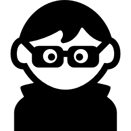 Boy with eyeglasses, dark clothes and hair icon