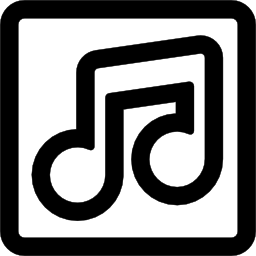 Musical note outlined button square icon