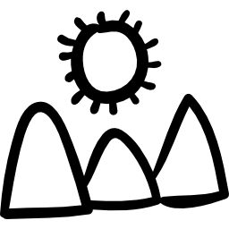 Mountains landscape on sunny day icon