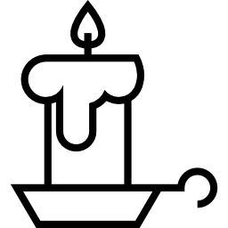 brennende kerze auf einem kerzenhalter-umriss icon