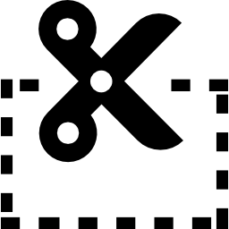 Scissors cutting a rectangle by broken line icon