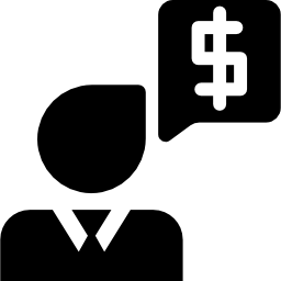 Businessman with financial message about dollar icon