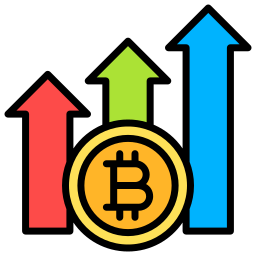 bitcoin in aumento icona