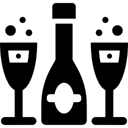 Wine bottle and glasses icon