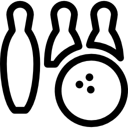 Three bowling pins and ball icon