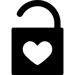 Open padlock with heart icon