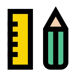 règle et crayon Icône