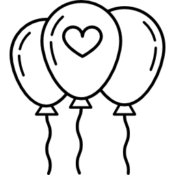 trois ballons avec coeur Icône