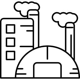 fábrica com duas chaminés Ícone