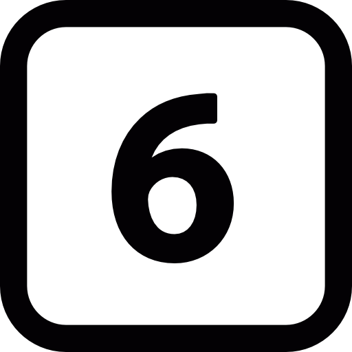 Number six inside a square  icon