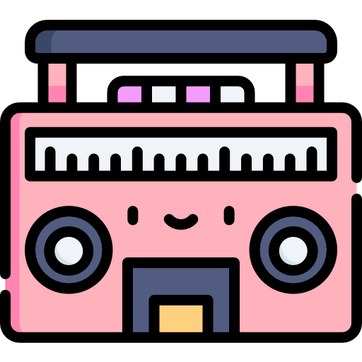 boombox Kawaii Lineal color ikona