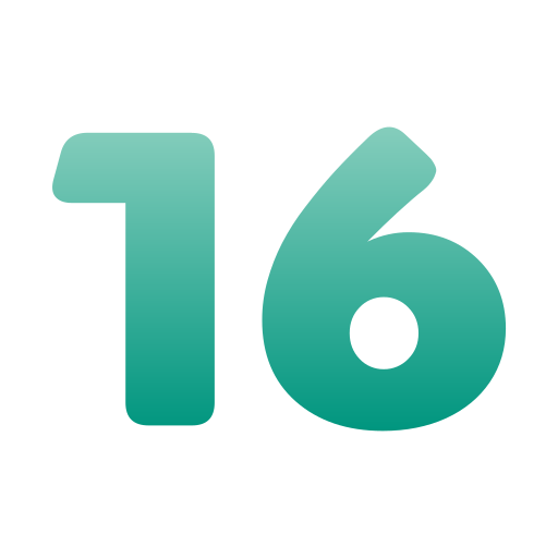 Number 16 Generic gradient fill icon