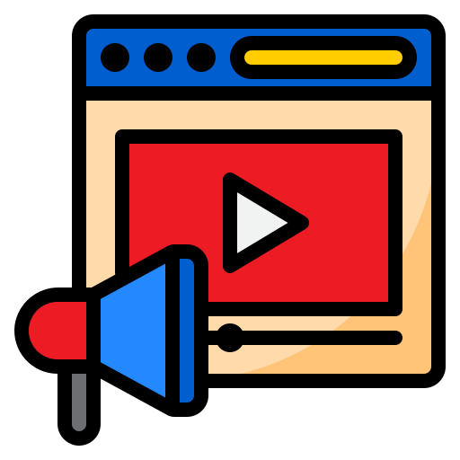 videomarketing srip Lineal Color icon