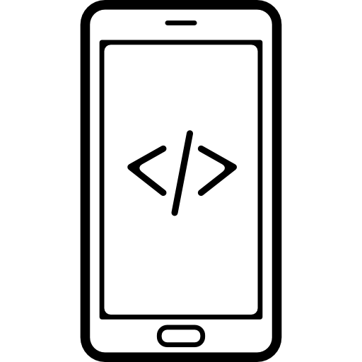 Mobile phone screen with code signs  icon