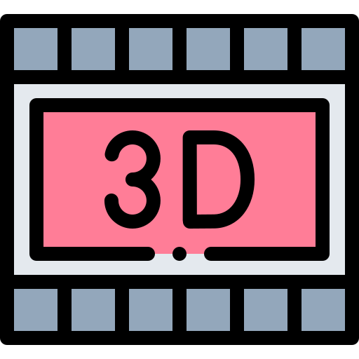 3d film Detailed Rounded Lineal color icon