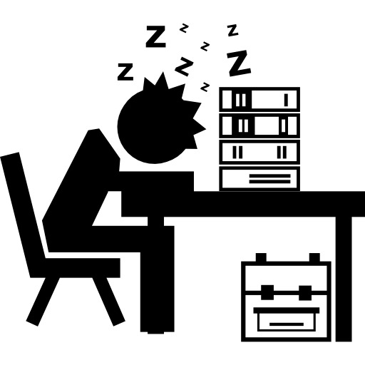 professor oder student, der mit bücherstapel auf seinem schreibtisch schläft  icon