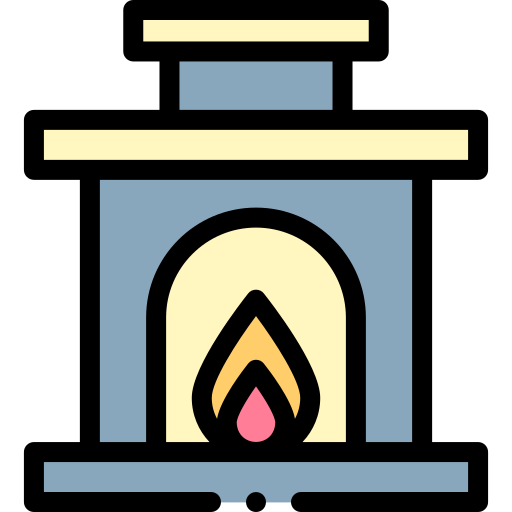 Fireplace Detailed Rounded Lineal color icon