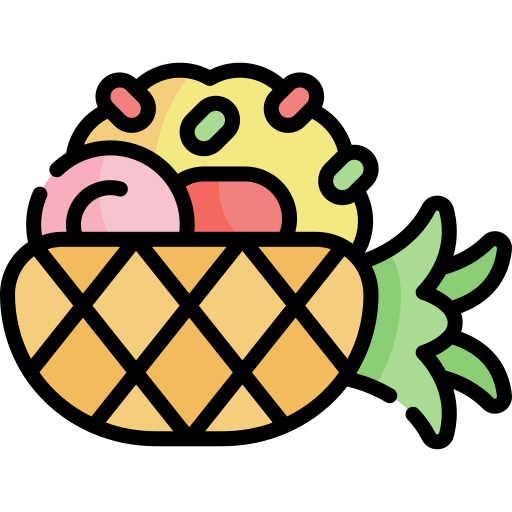 Pineapple fried rice Kawaii Lineal color icon