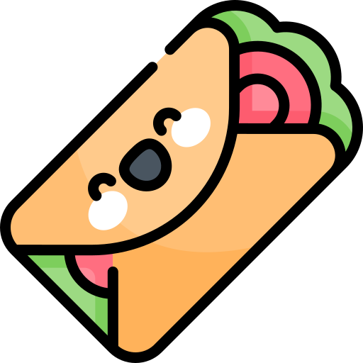 burrito Kawaii Lineal color ikona