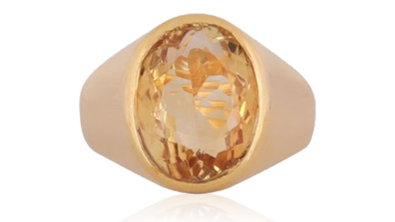 Citrine Sunela Panchdhatu Ring | Lab certified| Adjustable Ring 