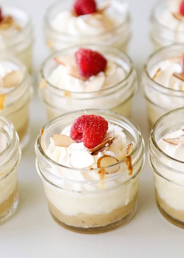 mini almond cheesecakes