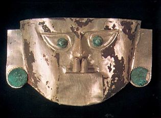 death mask of gold and silver alloy