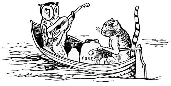 The owl and the pussy-cat, illustration by Edward Lear from his Nonsense Songs, Stories, Botany and Alphabets (1871).