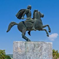 Thessaloniki, Greece - August 13, 2014: Monument to Alexander the Great on the waterfront