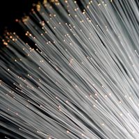 The hair-thin fibres used in fibre optics.