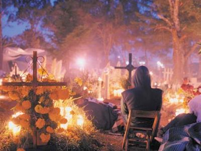 In Mexico, a ritual is held at sunrise as part of the Day of the Dead celebration.