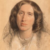 George Eliot, chalk drawing by F.W. Burton, 1865; in the National Portrait Gallery, London.