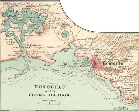 map of Honolulu c. 1900