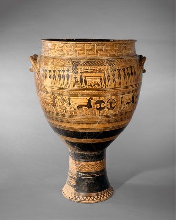 geometric-style krater with funeral scenes