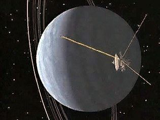 Explore Uranus's nightside and ring system in this computer animation of the Voyager 2 space probe passing the planet on its way out of the solar system