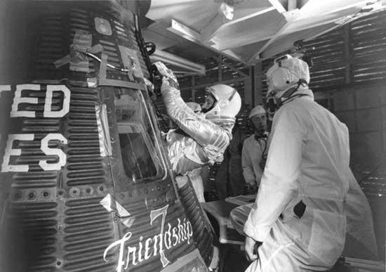 John Glenn entering Friendship 7