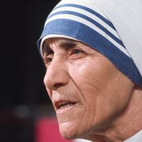 Blessed Mother Teresa of Calcutta (Kolkata), India. Roman Catholic nun, at the World Conference of the International Women's Year in Mexico City in 1975