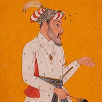 Shah Jahan. Taj Mahal. Mughal architecture. Emperor Shah Jahan fifth Mughal Emperor (reigned 1628-1658) India, Himachal Pradesh, Basohli or Jammu and Kashmir, Mankot, circa 1690 Drawings; Opaque watercolor, gold, and ink on paper (see notes)