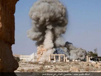 Palmyra, Syria: destruction of the Temple of Baal Shamen