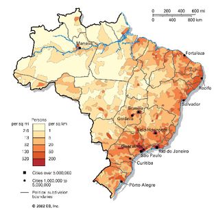 Population density of Brazil