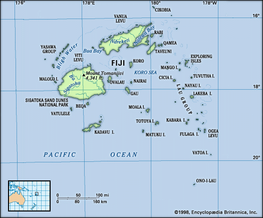 Fiji map: physical features