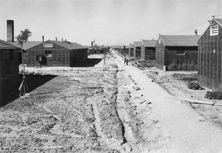 barracks at the Minidoka Relocation Center